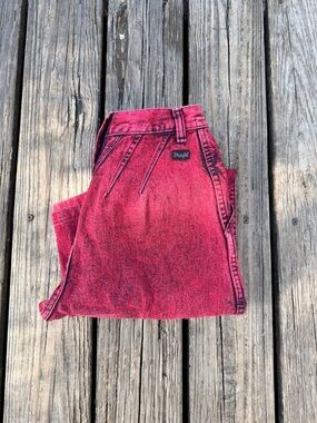 Vintage 80s Wrangler Red Acid Wash High Waisted Denim Jeans